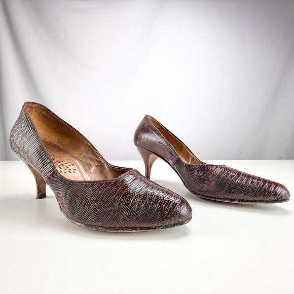 1950's Brown Lizard Size 6.5 Pumps - Picture 4 of 8
